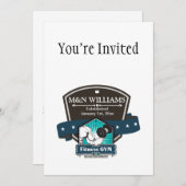 あなたの名前をカスタマイズしたフィットネスジムのロゴ 招待状 (正面/裏面)