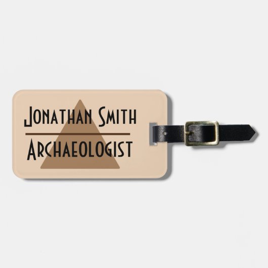 あなたの名前をカスタムすると仕事のミニマリストブラウンピラミッド ラゲッジタグ (正面横)
