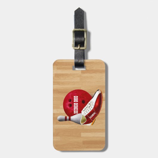 あなたの名前をカスタムするを用いるボーリング・ボールの靴そしてPin ラゲッジタグ (正面縦)