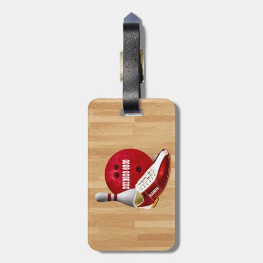 あなたの名前をカスタムするを用いるボーリング・ボールの靴そしてPin ラゲッジタグ (裏面縦)