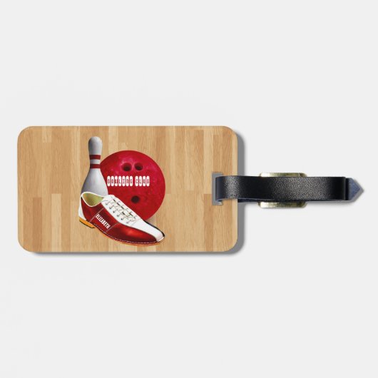 あなたの名前をカスタムするを用いるボーリング・ボールの靴そしてPin ラゲッジタグ (裏面横)