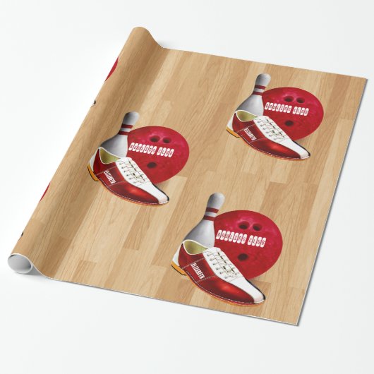 あなたの名前をカスタムするを用いるボーリング・ボールの靴そしてPin ラッピングペーパー (アンロールド)