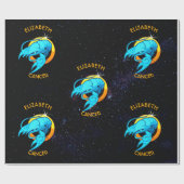 あなたの名前をカスタムするを用いる蟹座の(占星術の)十二宮図の誕生日の印 ラッピングペーパー (フラット)