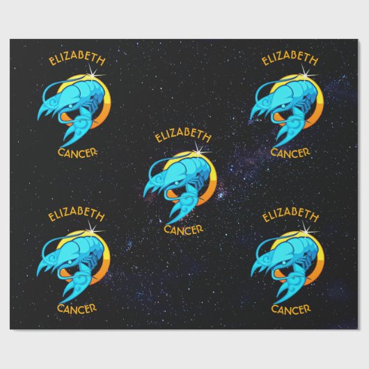 あなたの名前をカスタムするを用いる蟹座の(占星術の)十二宮図の誕生日の印 ラッピングペーパー (フラット)