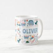 あなたの名前をカスタムするキッズかわいカラフル恐竜 コーヒーマグカップ (正面右)