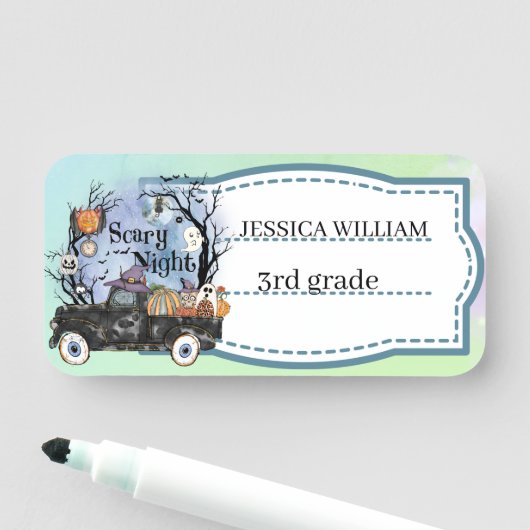 あなたの名前をパーソナライズハロウィーン怖い夜 名札 (インサイチュ)