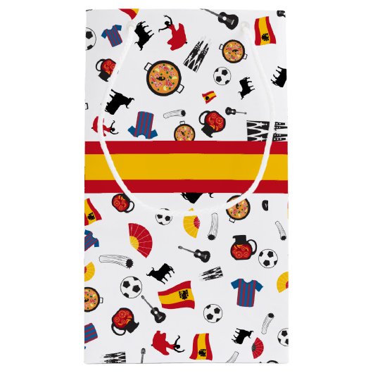 あなたの名前を加える旗が付いているスペインの項目 スモールペーパーバッグ (裏面)