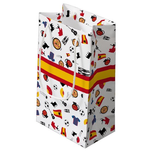 あなたの名前を加える旗が付いているスペインの項目 スモールペーパーバッグ (裏面アングル)