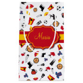 あなたの名前を加える旗が付いているスペインの項目 スモールペーパーバッグ (正面)