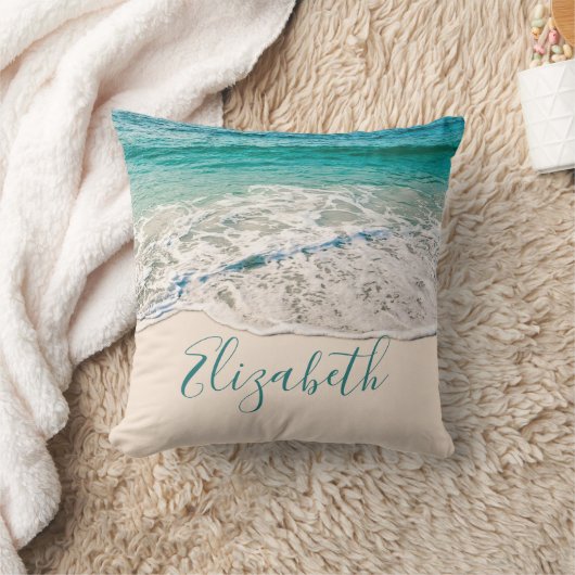 あなたの名前を加える海のビーチの海岸 クッション (ブランケット)