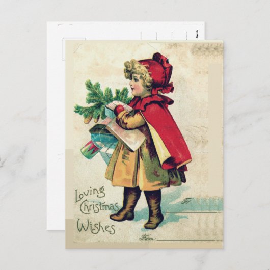 あなたの名前を愛するクリスマスの願い赤い乗馬フード シーズンポストカード (正面/裏面)