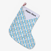 あなたの名前を敷き詰めたアルゼンチンとアルゼンチンの国旗 ラージクリスマスストッキング (正面 (吊り時))