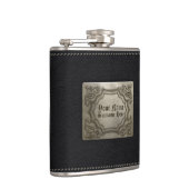 あなたの名前を-フェイクな革及びエンボスの金属加えて下さい フラスク (右)