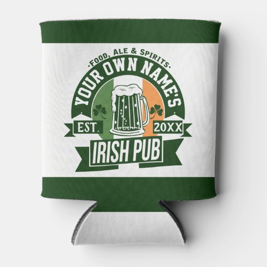 あなたの名前アイリッシュパブ |おもしろいセントパトリックの日パーティー 缶クーラー (正面)