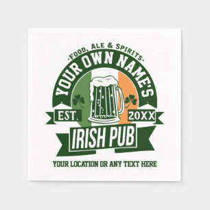 あなたの名前アイリッシュパブ St Patrickの日をパーソナライズ スタンダードカクテルナプキン