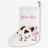 あなたの名前クリスマスストッキングとハッピーベビー牛 スモールクリスマスストッキング (裏面)