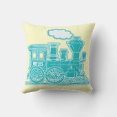 あなたの名前スチームトレインロコティール(緑がかった色)レモン装飾用クッション クッション (裏面)