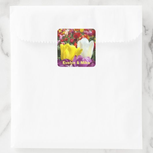 あなたの名前ステッカーTulip花彼の名前 スクエアシール (バッグ)