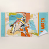 あなたの名前ターコイズカエルの芸術 ビーチタオル (正面)