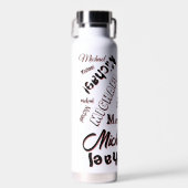 あなたの名前パターンモノグラムバラ色の影 ウォーターボトル (正面)