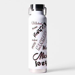 あなたの名前パターンモノグラムバラ色の影 ウォーターボトル