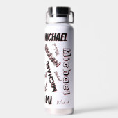 あなたの名前パターンモノグラムバラ色の影 ウォーターボトル (背面)