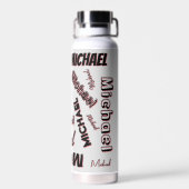 あなたの名前パターンモノグラムバラ色の影 ウォーターボトル (背面)