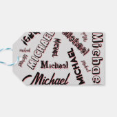 あなたの名前パターンモノグラムバラ色の影 ギフトタグ (裏面横)