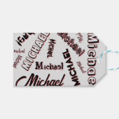 あなたの名前パターンモノグラムバラ色の影 ギフトタグ (正面(横))