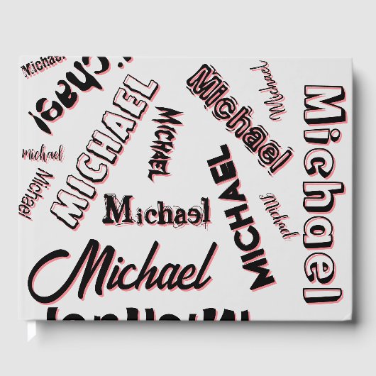 あなたの名前パターンモノグラムバラ色の影 ゲストブック (正面)