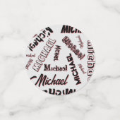 あなたの名前パターンモノグラムバラ色の影 コンフェッティ (スモール正面)