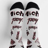 あなたの名前パターンモノグラムバラ色の影 ソックス (上部)