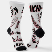 あなたの名前パターンモノグラムバラ色の影 ソックス (傾斜あり)