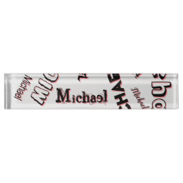 あなたの名前パターンモノグラムバラ色の影 デスクネームプレート