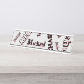 あなたの名前パターンモノグラムバラ色の影 デスクネームプレート (正面)