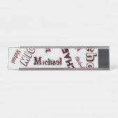 あなたの名前パターンモノグラムバラ色の影 デスクネームプレート (正面)