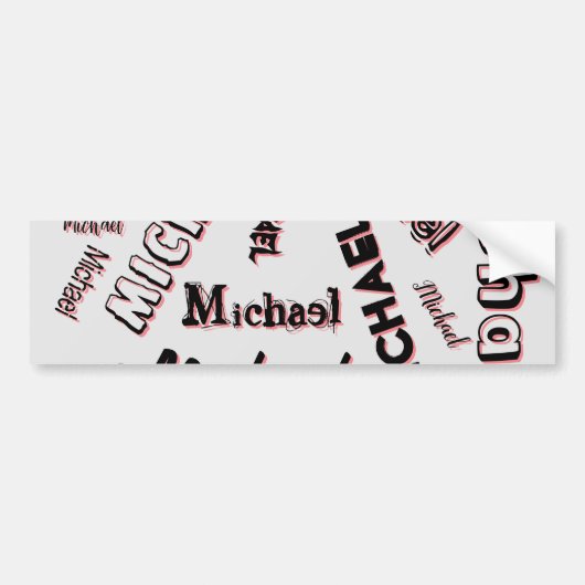 あなたの名前パターンモノグラムバラ色の影 バンパーステッカー (正面)