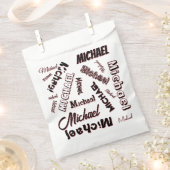 あなたの名前パターンモノグラムバラ色の影 フェイバーバッグ (クリップ留めされた状態)