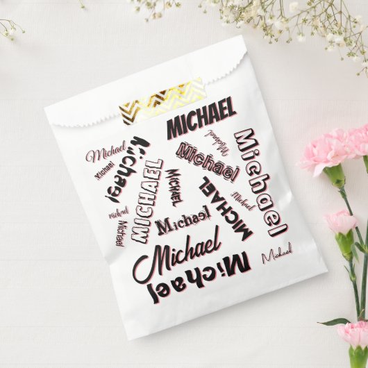 あなたの名前パターンモノグラムバラ色の影 フェイバーバッグ (封をした状態)