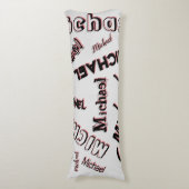 あなたの名前パターンモノグラムバラ色の影 ボディピロー (正面縦)