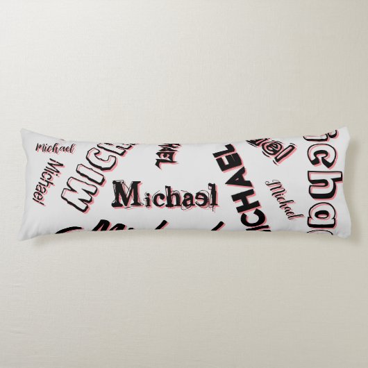 あなたの名前パターンモノグラムバラ色の影 ボディピロー (正面)