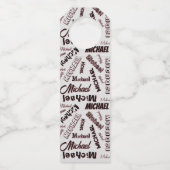 あなたの名前パターンモノグラムバラ色の影 ボトルネックタグ (正面)