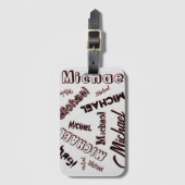 あなたの名前パターンモノグラムバラ色の影 ラゲッジタグ (正面縦)