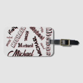 あなたの名前パターンモノグラムバラ色の影 ラゲッジタグ (正面横)