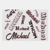 あなたの名前パターンモノグラムバラ色の影 ラッピングペーパーシート (正面3)