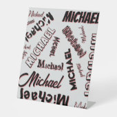 あなたの名前パターンモノグラムバラ色の影 台座サイン (正面)