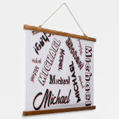 あなたの名前パターンモノグラムバラ色の影 吊り下げ型タペストリー (傾斜あり)