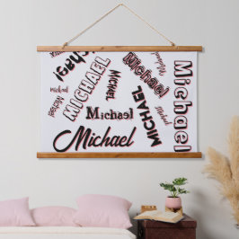 あなたの名前パターンモノグラムバラ色の影 吊り下げ型タペストリー