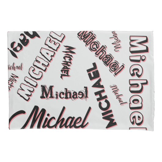 あなたの名前パターンモノグラムバラ色の影 枕カバー (正面)