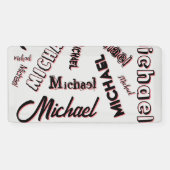 あなたの名前パターンモノグラムバラ色の影 横断幕 (横)